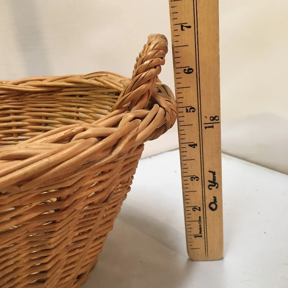 Wicker Basket Home Decor Medium Brown Oval Woven Willow with Handles Cottagecore
